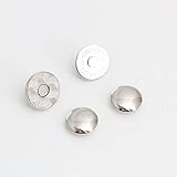 両面カシメ式 薄型マグネットホック マグネットボタン レザークラフト 材料 金具 10組セット (薄型14mm, シルバー)