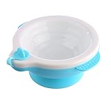 ボウル、hmaneベビー熱Retaining Warmボウル幼児用水注入Insulated Feedingボウルwith Sucker ( 1つ水インレット) – ピンク+ホワイト 18.8*18*8