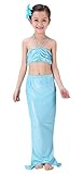 (ビグッド)Bigood ガールズ 人魚姫変装 子供水着 ビキニセパレート スイムウェア 3点セット 写真服 撮影服 コスチューム 女の子 スイミング 水遊び温泉（ブルー130）