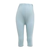 マタニティ専用　夏用のシルクタッチ5分丈/7分丈美脚レギンス/FREE　XL　大きいサイズ (5分丈/XL, アッシュブルー)