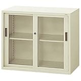 PLUS A4対応書庫 上下共用 引違いガラス扉 18405