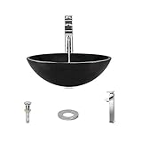 Mr Direct 850ブラックGranite容器シンク浴室Ensemble 721 シルバー 850-BL-721-C