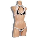 Black Omen (ブラックオーメン) ご奉仕メイド、半尻露出ウェイトレス！ コスプレ メイド メイド服 ビキニ 水着 過激 セクシー（B0201-黒色（ブラック）、フリーサイズ）br612-f-B0201-bk