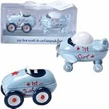 First Tooth and Curl Keepsake Set-2? x 3 INCH - BOY/Race Car/Airplane/Baby Shower/New Baby/New Grand