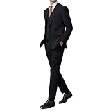 [22 Wear] メンズ スーツ セットアップ 二つボタン フォーマルスーツ 就職 結婚式 パーティー (ブラック L)
