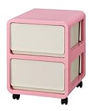 プリーク　2段　移動に便利なキャスター付 (アイボリー&amp;ピンク)
