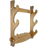 本木刀スタンド 日本刀 模造刀 居合 無垢材刀スタンド 取付金具付き 壁掛け（三段）