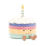 Jellycat Amuseables レインボー バースデーケーキ ぬいぐるみ M 6インチ - デザートぬいぐるみ - 誕生日ギフト