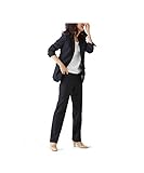 [ニッセン] オフィススーツ パンツスーツ 上下 セット 洗える ストレッチ ロング丈 レディース 黒無地 11号