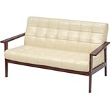 ソファー 【2人掛け】 肘付き ミッドセンチュリー風 アイボリー