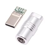 CY コネクタ USB 3.1 タイプ C オス プラグ コネクタ はんだ付けタイプ アルミ合金シェル付き シルバー カスタマイズ 4.0mm~6.0mm ケーブル用