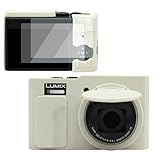 VOVMOEYA Panasonic Lumix TZ/ZS99用カメラケース スクリーンプロテクター2枚とハンドストラップ付き、DC-TZ99シリコンケース、ソフト保護軽量,ベージュ