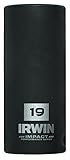 IRWIN Tools 1877492 Impact Performance Series 6-Point Deep Well Socket Bit, 19mm, 3/8-Inch Square Dr