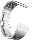 MaKTech ステンレススチールバンド、22mm メタルブレスレットストラップ、バタフライバックル付き、Samsung Galaxy Watch 3 45mm/46mm、HuaWei Watch 4/3 & Ultimate/GT 4/3 46mm Pro、Amazfit GTR 3/2用 (銀)