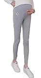 BEREAM マタニティ レギンス スパッツ パンツ 9分丈 ストレッチ ウエスト ゴム 調整 (XL, グレー)