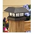 ブラックSolar Powered LEDプラスチックポストキャップ3.5 in X 3.5 in Includes 1 AA高電源充電式電池