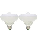人を感知し自動点灯 赤外線人感センサー付 小形電球タイプ 屋内用 PIR (12W-E27-2個入, 電球色 )