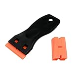 A-CRAFT 替え刃5枚付き シール剥がし ミニスクレーパー ヘラ ステッカー剥がし (ブラック)