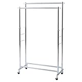 山善(YAMAZEN) 頑丈 ハンガーラック ダブル キャスター付き YIH-W(CH) クロムシルバー