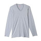 [ヘインズ] Tシャツ 長袖 綿100％ VネックロングスリーブTシャツ HM4-A501J メンズ ヘザーグレー