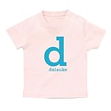 イニシャル Tシャツ / ベビーサイズ [BT343] 80cm ライトピンク×ブルーロゴ 出産祝い 誕生日 プレゼント おしゃれな 名前入り ベビー服