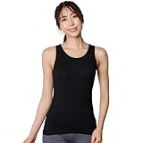 [ベイシア] タンクトップ ノースリーブ 丸首 ストレッチ 介護肌着 下着 レディース U首 インナーシャツ アンダーシャツ トップス 黒 M-L