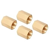 M METERXITY 4個 メスねじ管継手 1/4" G メスねじ 六角ロッド パイプ継手クイックカプラーアダプタ エアコンプレッサー用 20mm ゴールドトーン