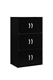Hodedah 6 Door Three Shleves Enclosed Storage Cabinet Black [並行輸入品]