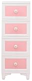 陶器の取っ手付き　猫脚チェストシリーズ　4段　ピンク  ピンク