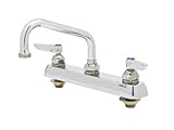 T&S Brass B-1120 Workboard Faucet, Deck Mount, 8-Inch Centers, 6-Inch Swing Nozzle, Lever Handles by