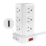 電源タップ タワー mini型 延長コード USB-C付き 2m 12個AC コンセント 4USBポート付き テーブルタップ oaタップ