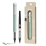 呉竹 ジグレターペン COCOIRO ボディカラー HAZE BLUE + 替芯 ブラック 替芯 極細筆先 日本製