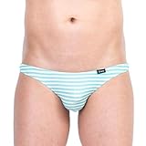 [クレイン] メンズ マイクロビキニ ボーダー スーパーローライズ 日本製 (L, ミント)