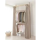 伸晃 簡単つっぱりポールハンガー Wタイプ カーテンレール付き 木目 生活用品 インテリア [並行輸入品]