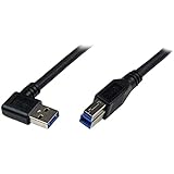 StarTech.com USBケーブル／USB 3.0（5Gbps）／1m／L型右向きType-A - Type-B／オス - オス／SuperSpeed USB 3.2 Gen1 規格準拠／ブラック／USB コード USB3SAB1MRA