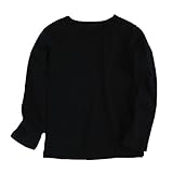 幼児の子供の赤ん坊の 純色の服 ラウンドネック長袖シャツ OVERMAL キャンディーカラーの家の服 (24M, 黒い)