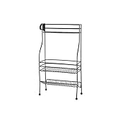 ラック鍛造キッチンマルチレイヤーストレージラックバスルーム床シンプルなラックブラック防錆コーティング