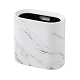 ゴミ箱 袋が見えない 8L 2重構造 ゴミバコ 省スペース 移動便利 リビング 洗面所用 トイレ 寝室 フタなしゴミ箱 (白大理石柄)