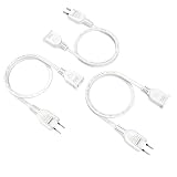 KOZUMUWAN 【延長コード 屋内用 3本セット】電源タップ ACアダプタ用電源延長コード 1個口 ホワイト ト 頑丈コード ラッキング火災予防絶縁キャップ付きスイングプラグ フリープラグ 180度回転プラグ 2ピンプラグ接続可能 メス オス 3本入り (0.5ｍ, ホワイト)