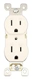 Leviton 5320-SW 15 Amp, 125 Volt, Duplex Receptacle, Residential Grade, Self-Grounding, White by Lev