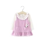 ANTETOKUPO　ベビーワンピース　2点セット　長袖Ｔシャツ＆無袖ワンピース　桜花　綿　入園式　70ｃｍ～100ｃｍ (80ｃｍ, パープル) [並行輸入品]