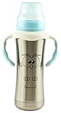 MoomooBaby Stainless Steel Baby Bottle with Fast Flow Silicone Nipple & Matching Handle 8-Ounce by M