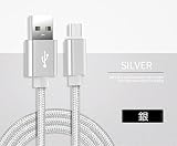 Micro USB ケーブル 3M マイクロタイプB 急速充電ケーブル 高速データ転送 超耐久 スマホ充電ケーブル Android用 Galaxy/Xperia/AQUOS/PS4/XBox/モバイルバッテリー/各種 Type B機器対応 (3m, シルバー)