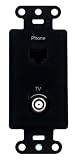 OnQ / Legrand WP3211BK PreConfigured 2Port Strap, Phone/TV, Black [並行輸入品]