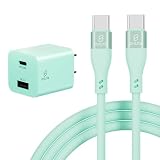 For iphone16 iphone15 タイプc 充電器ケーブル セットpd 20W PSE 認証 ACアダプター usb-c電源アダプタ usb コンセント 急速 PD QC 対応 アイホン Android アンドロイド TYPE-C コード スマホ 折畳式 電源 (グリーン, AC充電器+Type-C to Type-C 2m)