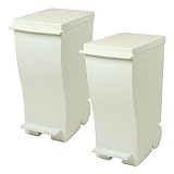岩谷マテリアル kcud 20 スリムペダル 2個セット ゴミ箱 ごみ箱 ダストボックス おしゃれ ふた付き クード (ホワイト×ホワイト)