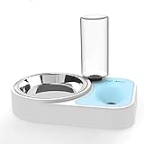 ペットボウルスタンドセット ステンレス製 えさ入れ 給水器 ごはん皿 お水入れ 猫 犬 (ブルー)