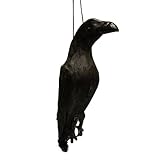 VisualScare 鳥よけカラス【害鳥を怖がらせ寄せつけない・防鳥対策】本物の羽で作られた一見本物と見間違うようなリアルなデザイン・ゴミ収集場所などにおすすめ