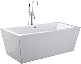 自立Bathtub Modern Spaソーカーバスタブ: Centaur by HelixBath 63" W/Rectangle Overflow ホワイト HB-BT-CENTAUR-63-RO