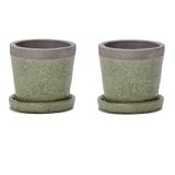 【2個セット】yamatei　6号 鉢カバー クレーパ 6号 受け皿付き（観葉植物用プランター）18cm×18cm×高18cm (鶯)